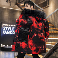 Płaszcz zimowy męski modny nowy średniej długości bawełniany płaszcz z podszewką pogrubiona wyściełana kurtka studencka marka odzieżowa błyszczący dół 6